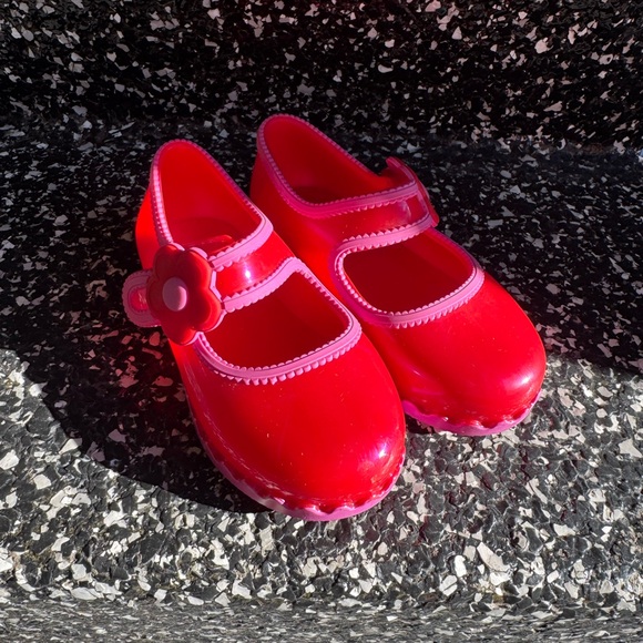 EUC. Only tried on. Mini Melissa Sandals Size 8. Pink and Red - Picture 1 of 6